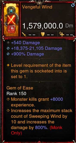 [Primal-Ethereal Infused] 1,579,000 DPS Acutal DPS Weapon VENGE FUL WIND II-Weapon-Diablo 3 Mods ROS-Akirac Diablo 3 Mods Seasonal and Non Seasonal Save Mod - Modded Items and Sets Hacks - Cheats - Trainer - Editor for Playstation 4-Playstation 5-Nintendo Switch-Xbox One