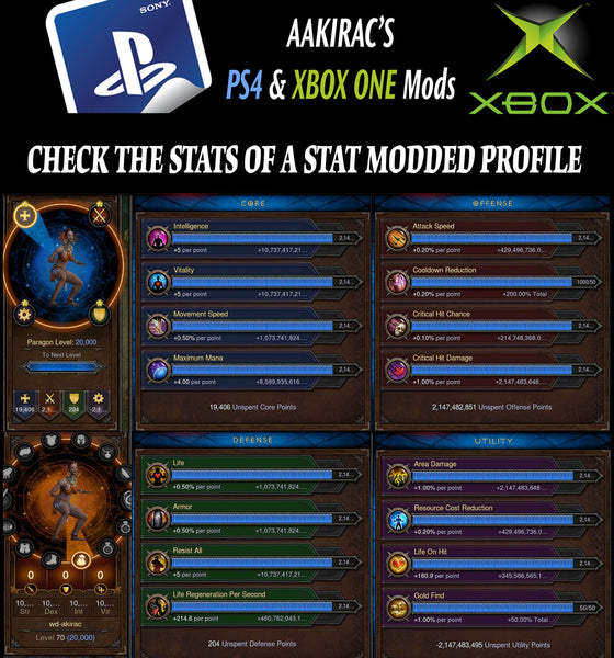 2x EXTREME Stat Modded Characters w/ Materials and Pets Bundle-Diablo 3 Mods - Playstation 4, Xbox One, Nintendo Switch
