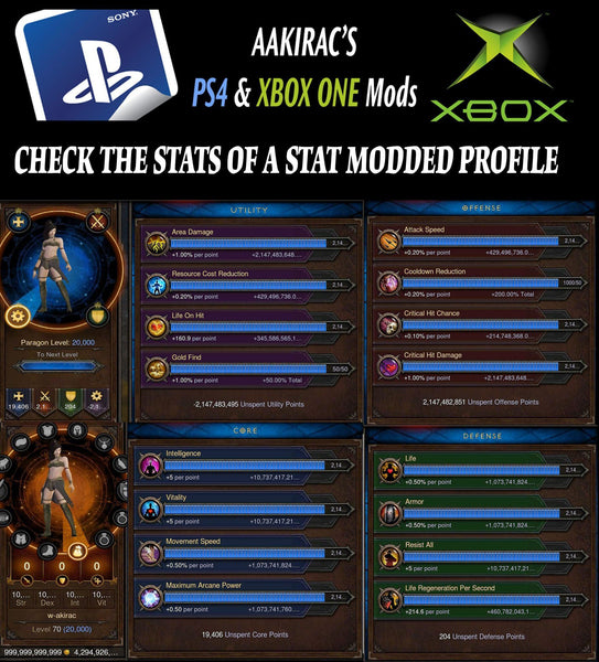 Discount [XBOX ONE/Modded MONK/BARB SC] 2x EXTREME Stat Modded Characters w/ Materials and Pets-Diablo 3 Mods - Playstation 4, Xbox One, Nintendo Switch