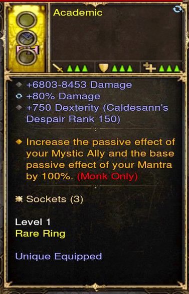 Increase Passives, Mystic, Mantra Effects by 100% Monk Modded Ring (Unsocketed) Academic Diablo 3 Mods ROS Seasonal and Non Seasonal Save Mod - Modded Items and Gear - Hacks - Cheats - Trainers for Playstation 4 - Playstation 5 - Nintendo Switch - Xbox One
