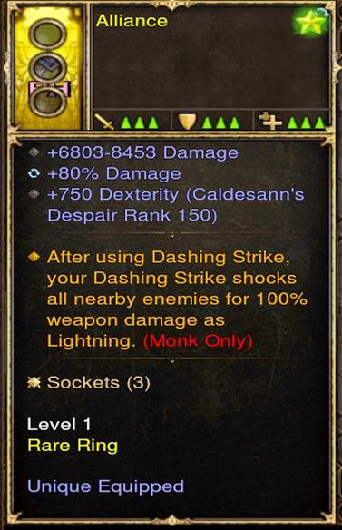 Shock Enemies by 100% Damage Dashing Strike Monk Modded Ring (Unsocketed) Alliance Diablo 3 Mods ROS Seasonal and Non Seasonal Save Mod - Modded Items and Gear - Hacks - Cheats - Trainers for Playstation 4 - Playstation 5 - Nintendo Switch - Xbox One