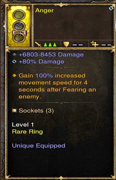 Gain 100% Movement Speed Fear FOH Modded Ring (Unsocketed) Anger Diablo 3 Mods ROS Seasonal and Non Seasonal Save Mod - Modded Items and Gear - Hacks - Cheats - Trainers for Playstation 4 - Playstation 5 - Nintendo Switch - Xbox One