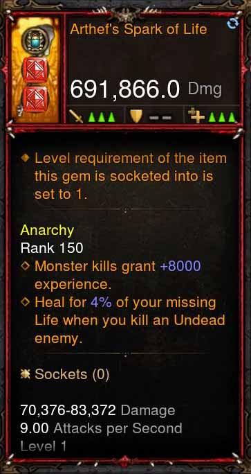 [Primal Ancient] 691k DPS Arthefs Spark of Life - Diablo 3 Mods Store - Seasonal and non-seasonal - Modded Items and Gear for PlayStation 4, PlayStation 5, Nintendo Switch, and Xbox One