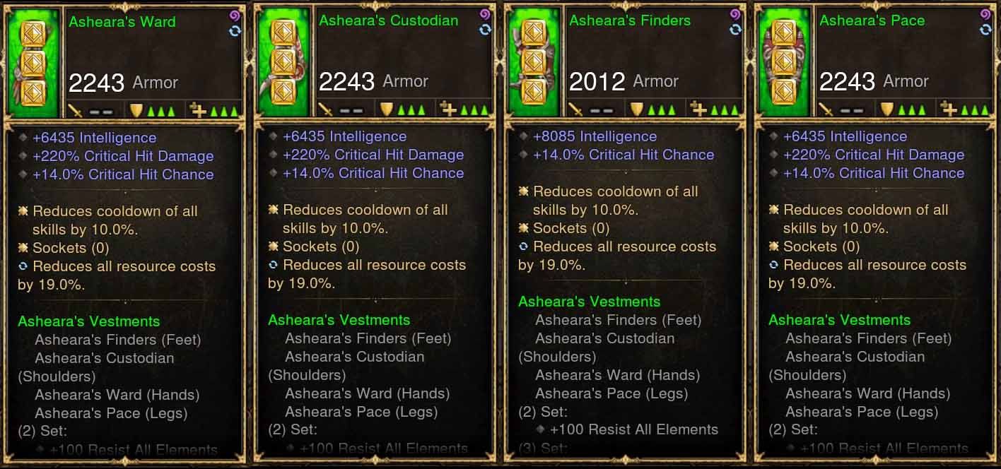 Level 1-70 Complete 4x Piece Modded Asheara's Set Diablo 3 Mods ROS Seasonal and Non Seasonal Save Mod - Modded Items and Gear - Hacks - Cheats - Trainers for Playstation 4 - Playstation 5 - Nintendo Switch - Xbox One