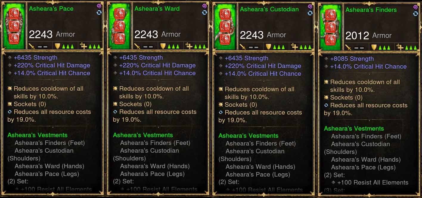 Level 1-70 Complete 4x Piece Modded Asheara's Set Diablo 3 Mods ROS Seasonal and Non Seasonal Save Mod - Modded Items and Gear - Hacks - Cheats - Trainers for Playstation 4 - Playstation 5 - Nintendo Switch - Xbox One