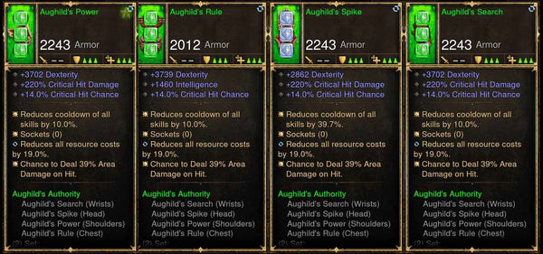 Level 1-70 Complete 4x Piece Modded Aughild's Authority Set w/ Area Damage-Diablo 3 Mods - Playstation 4, Xbox One, Nintendo Switch
