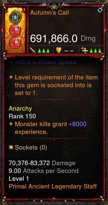 [Primal Ancient] 691k DPS Autumns Call - Diablo 3 Mods Store - Seasonal and non-seasonal - Modded Items and Gear for PlayStation 4, PlayStation 5, Nintendo Switch, and Xbox One