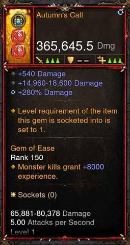 [Primal Ancient] 365k Actual DPS Autumns Call-Diablo 3 Mods - Playstation 4, Xbox One, Nintendo Switch
