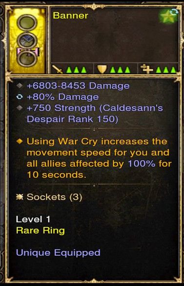Increase Movement Speed 100% w/ Warcry Barbarian Modded Ring (Unsocketed) Banner Diablo 3 Mods ROS Seasonal and Non Seasonal Save Mod - Modded Items and Gear - Hacks - Cheats - Trainers for Playstation 4 - Playstation 5 - Nintendo Switch - Xbox One