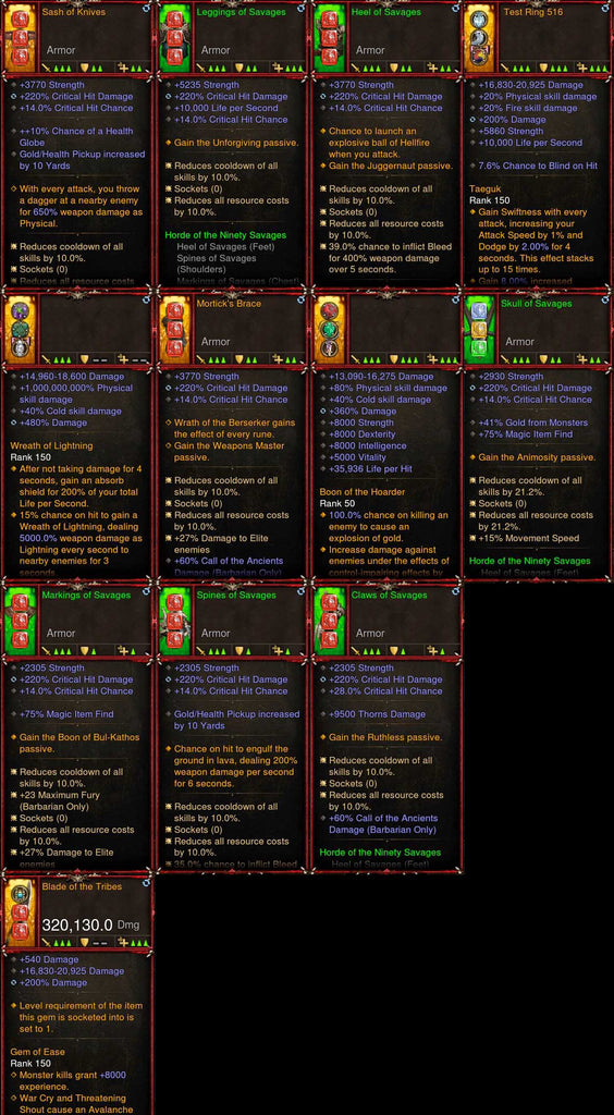 [Primal Ancient] 1-70 BobbaPearl's v3 2.6.8 Savages Barbarian Set #A4-Modded Sets-Diablo 3 Mods ROS-Akirac Diablo 3 Mods Seasonal and Non Seasonal Save Mod - Modded Items and Sets Hacks - Cheats - Trainer - Editor for Playstation 4-Playstation 5-Nintendo Switch-Xbox One