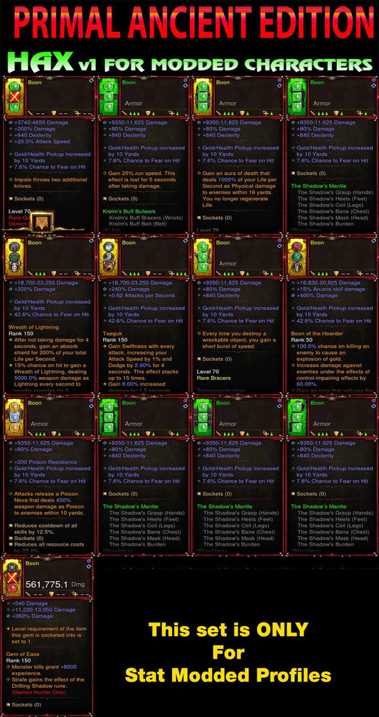 [Primal Ancient] [Quad DPS] Hax v1 Strafe Speed Demon Hunter Boon 4/6 SM, PickUp Radius Diablo 3 Mods ROS Seasonal and Non Seasonal Save Mod - Modded Items and Gear - Hacks - Cheats - Trainers for Playstation 4 - Playstation 5 - Nintendo Switch - Xbox One