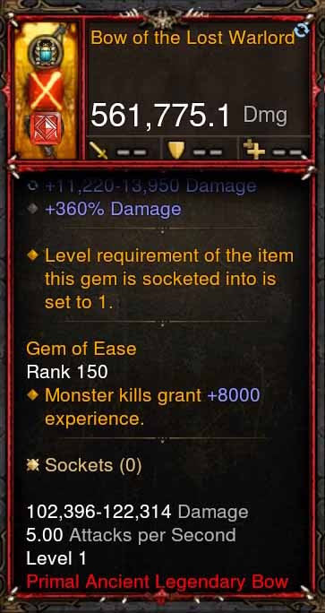 [Primal Ancient] 561k Actual DPS Bow of the Lost Warlord Diablo 3 Mods ROS Seasonal and Non Seasonal Save Mod - Modded Items and Gear - Hacks - Cheats - Trainers for Playstation 4 - Playstation 5 - Nintendo Switch - Xbox One