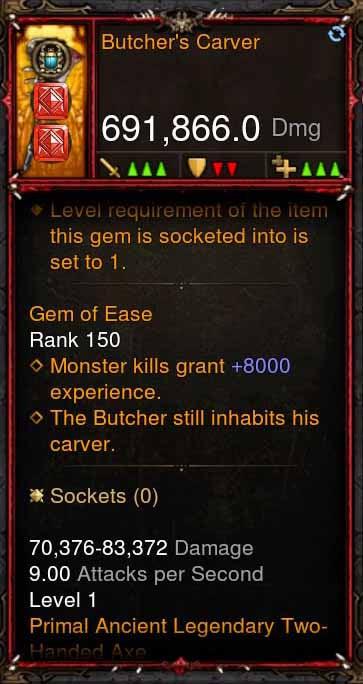 [Primal Ancient] 691k DPS Butchers Carver - Diablo 3 Mods Store - Seasonal and non-seasonal - Modded Items and Gear for PlayStation 4, PlayStation 5, Nintendo Switch, and Xbox One