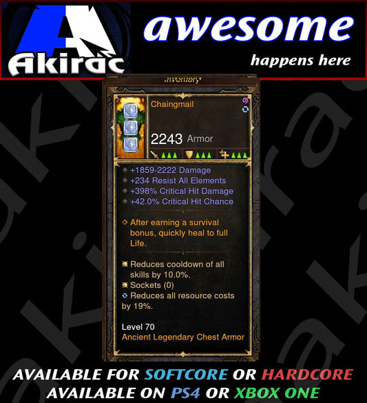 Chaingmail Modded Chest Armor 398% CHD / 42% CC Diablo 3 Mods ROS Seasonal and Non Seasonal Save Mod - Modded Items and Gear - Hacks - Cheats - Trainers for Playstation 4 - Playstation 5 - Nintendo Switch - Xbox One