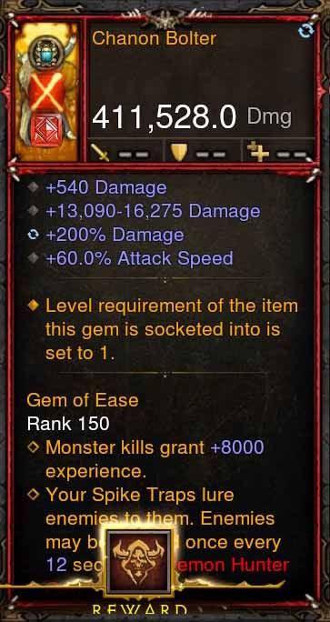 [Primal Ancient] 411k DPS Chanon Bolter-Diablo 3 Mods - Playstation 4, Xbox One, Nintendo Switch