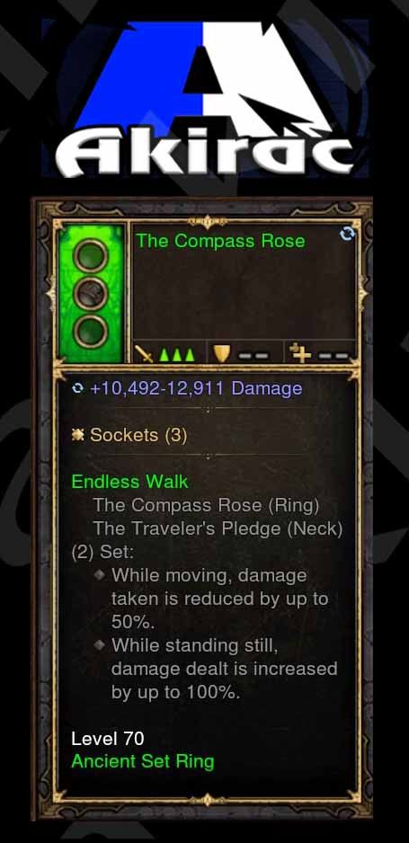 The Compass Rose 10.4k-12.9k Damage (Unsocketed) Modded Ring - Diablo 3 Mods Store - Seasonal and non-seasonal - Modded Items and Gear for PlayStation 4, PlayStation 5, Nintendo Switch, and Xbox One