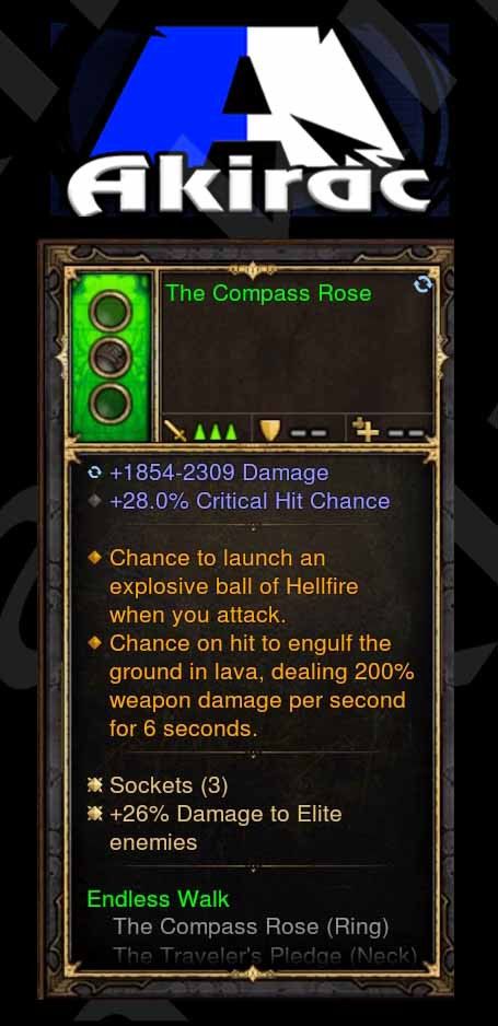The Compass Rose 28% CC, Fireball, Ground Lava, 26% Elite Damage (Unsocketed) Modded Ring Diablo 3 Mods ROS Seasonal and Non Seasonal Save Mod - Modded Items and Gear - Hacks - Cheats - Trainers for Playstation 4 - Playstation 5 - Nintendo Switch - Xbox One