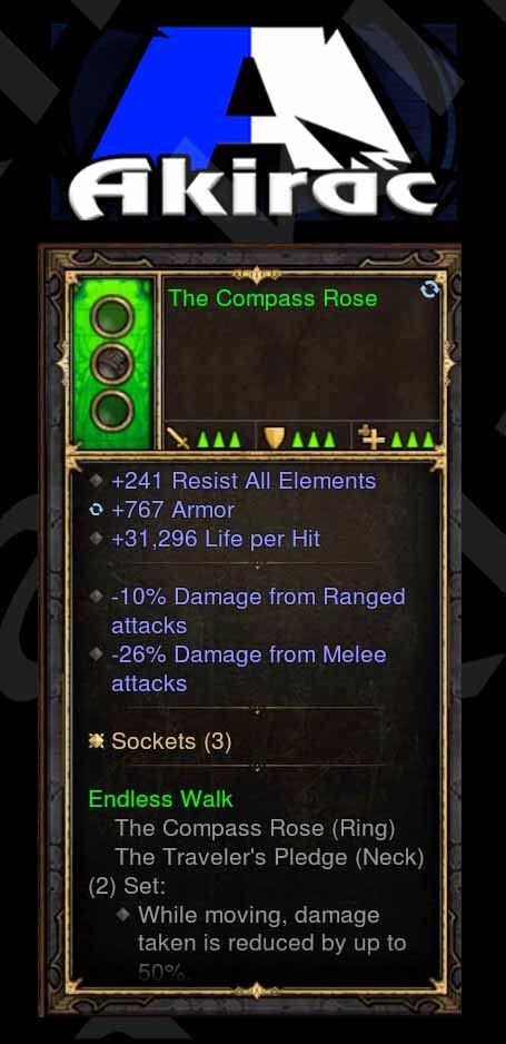 Compass Rose 241 Resist All, +767 Armor, 31k Life per Hit, -10% RDR, -26% MDR (Unsocketed) Modded Ring Diablo 3 Mods ROS Seasonal and Non Seasonal Save Mod - Modded Items and Gear - Hacks - Cheats - Trainers for Playstation 4 - Playstation 5 - Nintendo Switch - Xbox One