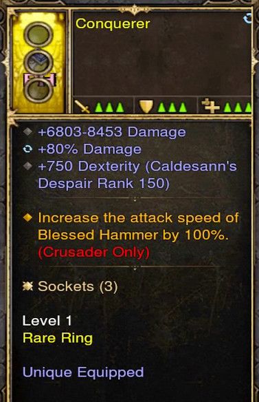 Blessed Hammer Attack Speed Increase 100% Crusader Modded Ring (Unsocketed) Conquerer Diablo 3 Mods ROS Seasonal and Non Seasonal Save Mod - Modded Items and Gear - Hacks - Cheats - Trainers for Playstation 4 - Playstation 5 - Nintendo Switch - Xbox One