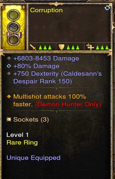 Multishot attack speed increased by 100% Demon Hunter Modded Ring (Unsocketed) Corruption Diablo 3 Mods ROS Seasonal and Non Seasonal Save Mod - Modded Items and Gear - Hacks - Cheats - Trainers for Playstation 4 - Playstation 5 - Nintendo Switch - Xbox One