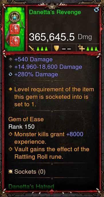 [Primal Ancient] 365k Actual DPS Danettas Revenge - Diablo 3 Mods Store - Seasonal and non-seasonal - Modded Items and Gear for PlayStation 4, PlayStation 5, Nintendo Switch, and Xbox One