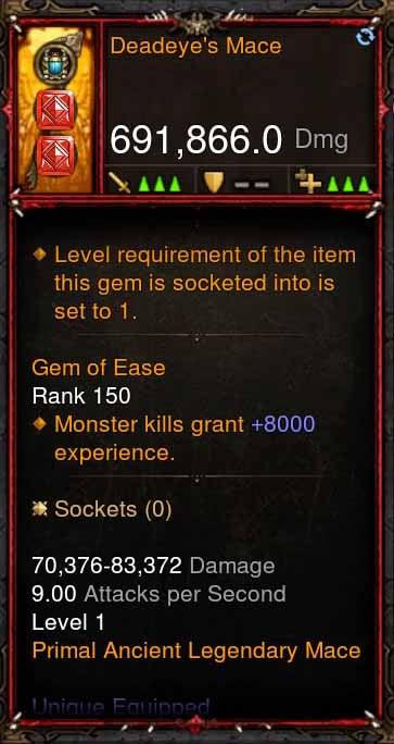 [Primal Ancient] 691k DPS Deadeyes Mace - Diablo 3 Mods Store - Seasonal and non-seasonal - Modded Items and Gear for PlayStation 4, PlayStation 5, Nintendo Switch, and Xbox One