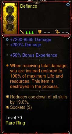 [Primal-Soulshard Infused] Immortality Ring Defiance (Unsocketed) - Diablo 3 Mods Store - Seasonal and non-seasonal - Modded Items and Gear for PlayStation 4, PlayStation 5, Nintendo Switch, and Xbox One