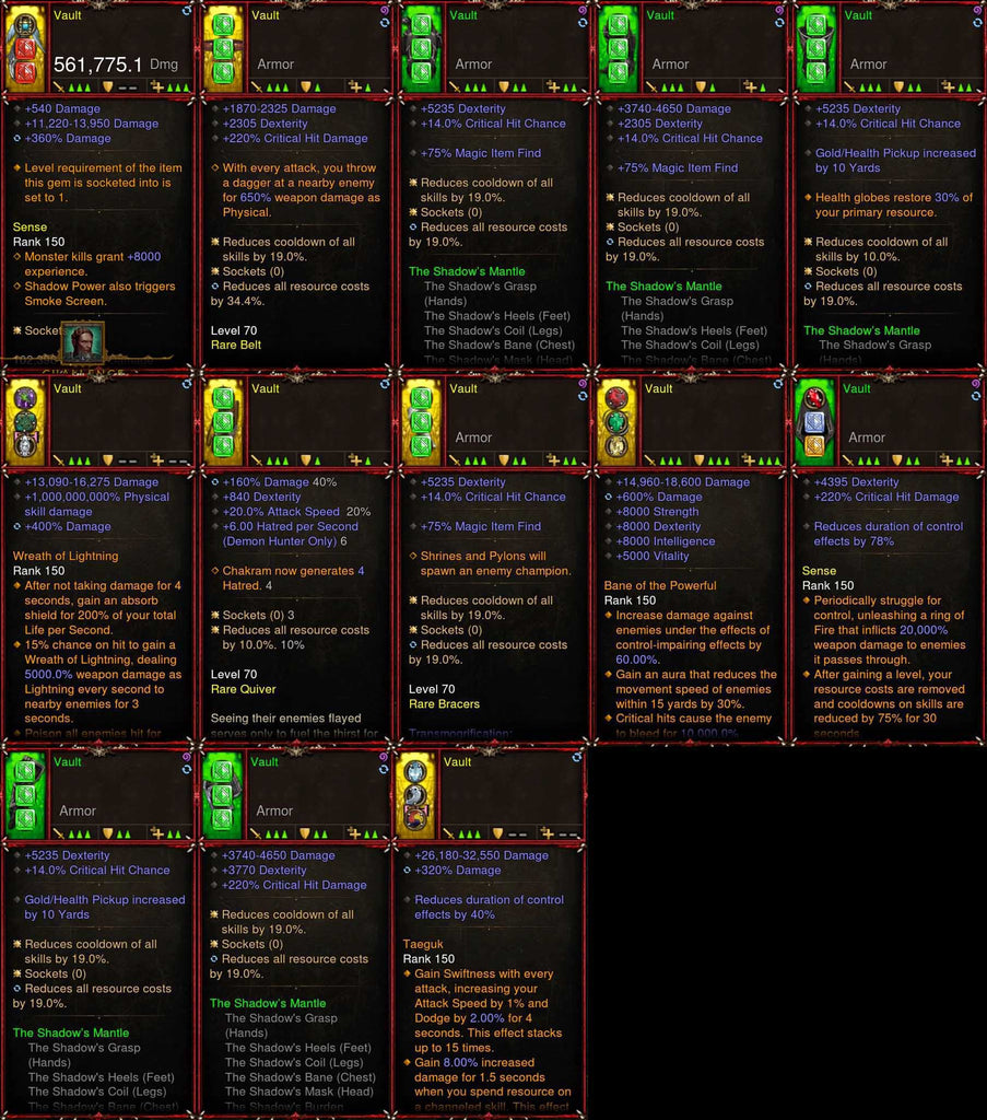 Seasonal [Primal Ancient] [Quad DPS] Diablo 3 Immortal v5 Demon Hunter Shadow Mantle gRift 150 (Magic Find, High CDR, RR) Vault-Modded Sets-Diablo 3 Mods ROS-Akirac Diablo 3 Mods Seasonal and Non Seasonal Save Mod - Modded Items and Sets Hacks - Cheats - Trainer - Editor for Playstation 4-Playstation 5-Nintendo Switch-Xbox One