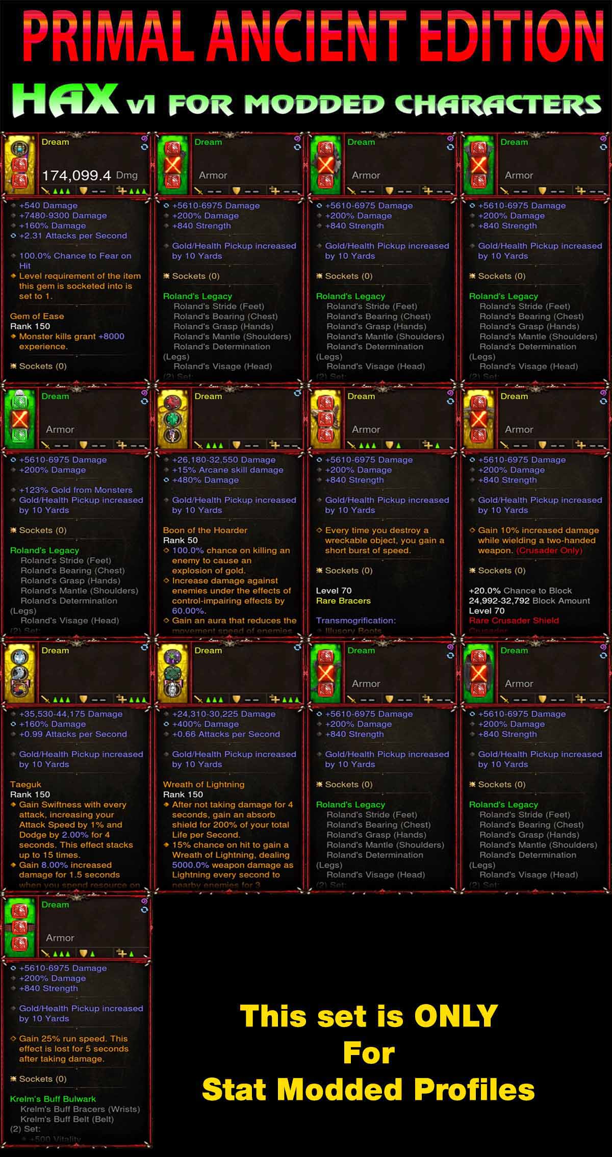 [Primal Ancient] [Quad DPS] Hax v1 Rolands Crusader Set Dream, PickUp Radius Diablo 3 Mods ROS Seasonal and Non Seasonal Save Mod - Modded Items and Gear - Hacks - Cheats - Trainers for Playstation 4 - Playstation 5 - Nintendo Switch - Xbox One