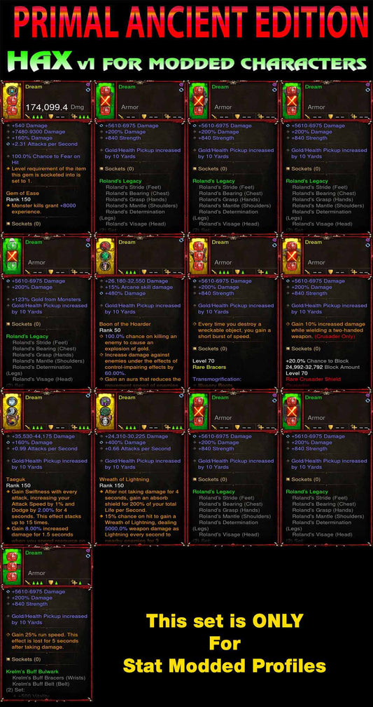 [Primal Ancient] [Quad DPS] Hax v1 Rolands Crusader Set Dream, PickUp Radius Diablo 3 Mods ROS Seasonal and Non Seasonal Save Mod - Modded Items and Gear - Hacks - Cheats - Trainers for Playstation 4 - Playstation 5 - Nintendo Switch - Xbox One