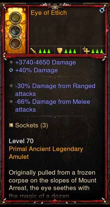 [Primal Ancient] [QUAD DPS] Eye of the Etlich Amulet -66% Melee Damage Reduction, -30% Range Damage Reduction Diablo 3 Mods ROS Seasonal and Non Seasonal Save Mod - Modded Items and Gear - Hacks - Cheats - Trainers for Playstation 4 - Playstation 5 - Nintendo Switch - Xbox One