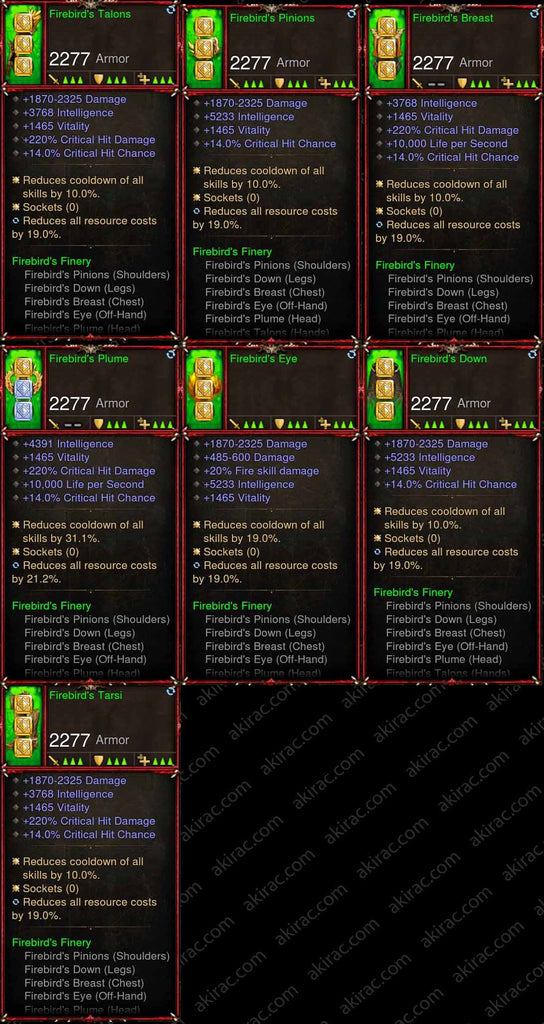 [Primal Ancient] 7x Firebird Wizard Set-Diablo 3 Mods - Playstation 4, Xbox One, Nintendo Switch