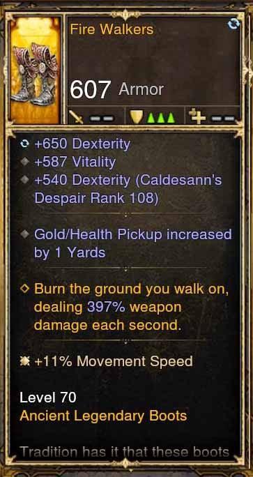 Fake Legit Fire Walker Boots 650 Dex, 587 Vitm 11% Movement Diablo 3 Mods ROS Seasonal and Non Seasonal Save Mod - Modded Items and Gear - Hacks - Cheats - Trainers for Playstation 4 - Playstation 5 - Nintendo Switch - Xbox One