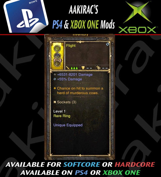 Summon Murderous Cows Modded Ring (Unsocketed) Flight Diablo 3 Mods ROS Seasonal and Non Seasonal Save Mod - Modded Items and Gear - Hacks - Cheats - Trainers for Playstation 4 - Playstation 5 - Nintendo Switch - Xbox One