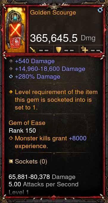 [Primal Ancient] 365k Actual DPS Golden Scourge-Diablo 3 Mods - Playstation 4, Xbox One, Nintendo Switch