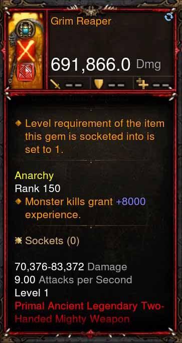 [Primal Ancient] 691k DPS Grim Reaper Diablo 3 Mods ROS Seasonal and Non Seasonal Save Mod - Modded Items and Gear - Hacks - Cheats - Trainers for Playstation 4 - Playstation 5 - Nintendo Switch - Xbox One