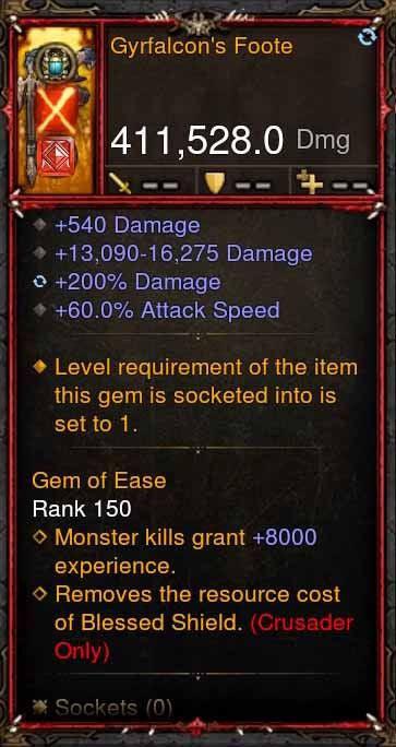 [Primal Ancient] 411k DPS Gyrfalcons Foote - Diablo 3 Mods Store - Seasonal and non-seasonal - Modded Items and Gear for PlayStation 4, PlayStation 5, Nintendo Switch, and Xbox One