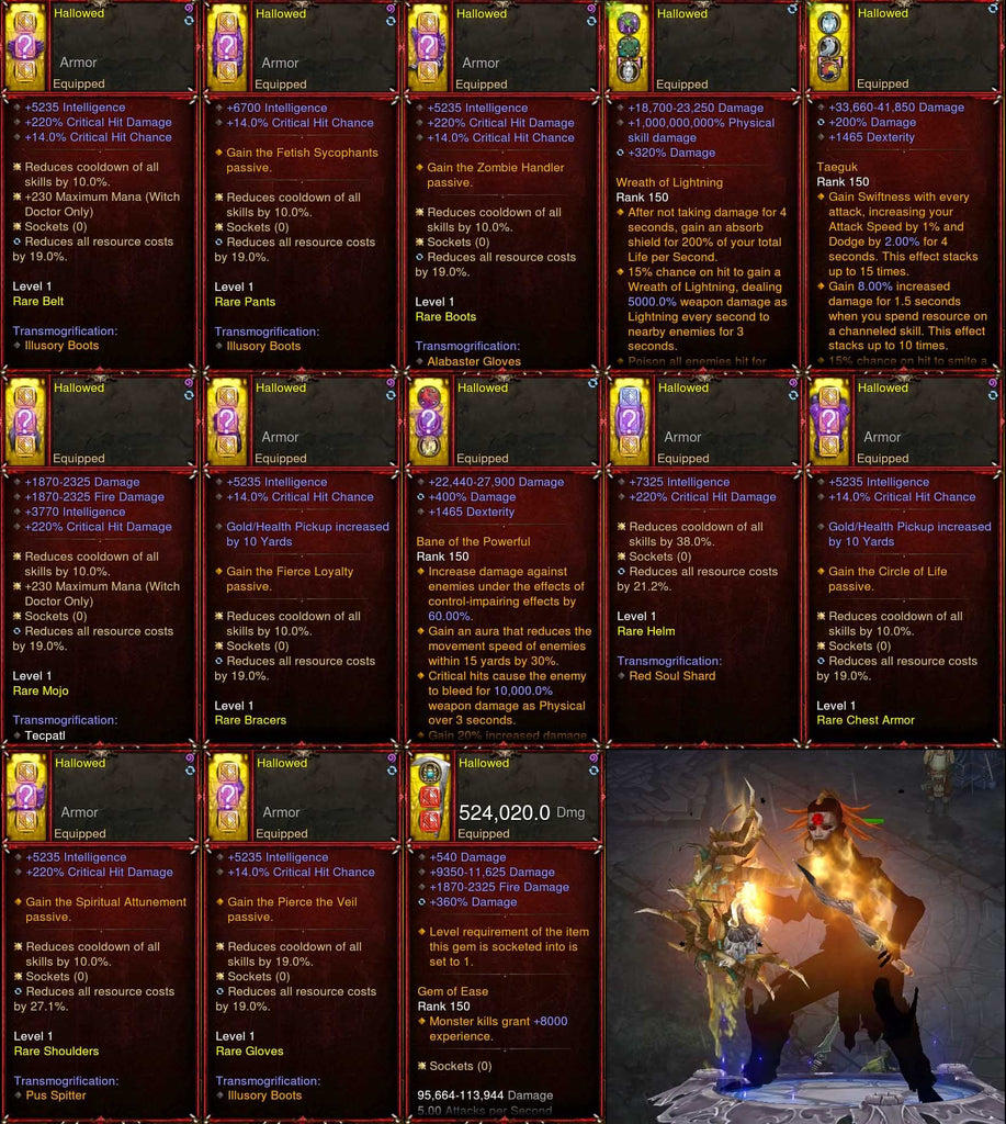 [Primal Ancient] 1-70 Diablo 3 Immortal ?Mystery? Witch Doctor Set Hallowed (Weapon Visuals Effects)-Modded Sets-Diablo 3 Mods ROS-Akirac Diablo 3 Mods Seasonal and Non Seasonal Save Mod - Modded Items and Sets Hacks - Cheats - Trainer - Editor for Playstation 4-Playstation 5-Nintendo Switch-Xbox One