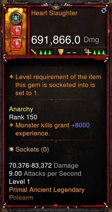 [Primal Ancient] 691k DPS Heart Slaughter - Diablo 3 Mods Store - Seasonal and non-seasonal - Modded Items and Gear for PlayStation 4, PlayStation 5, Nintendo Switch, and Xbox One