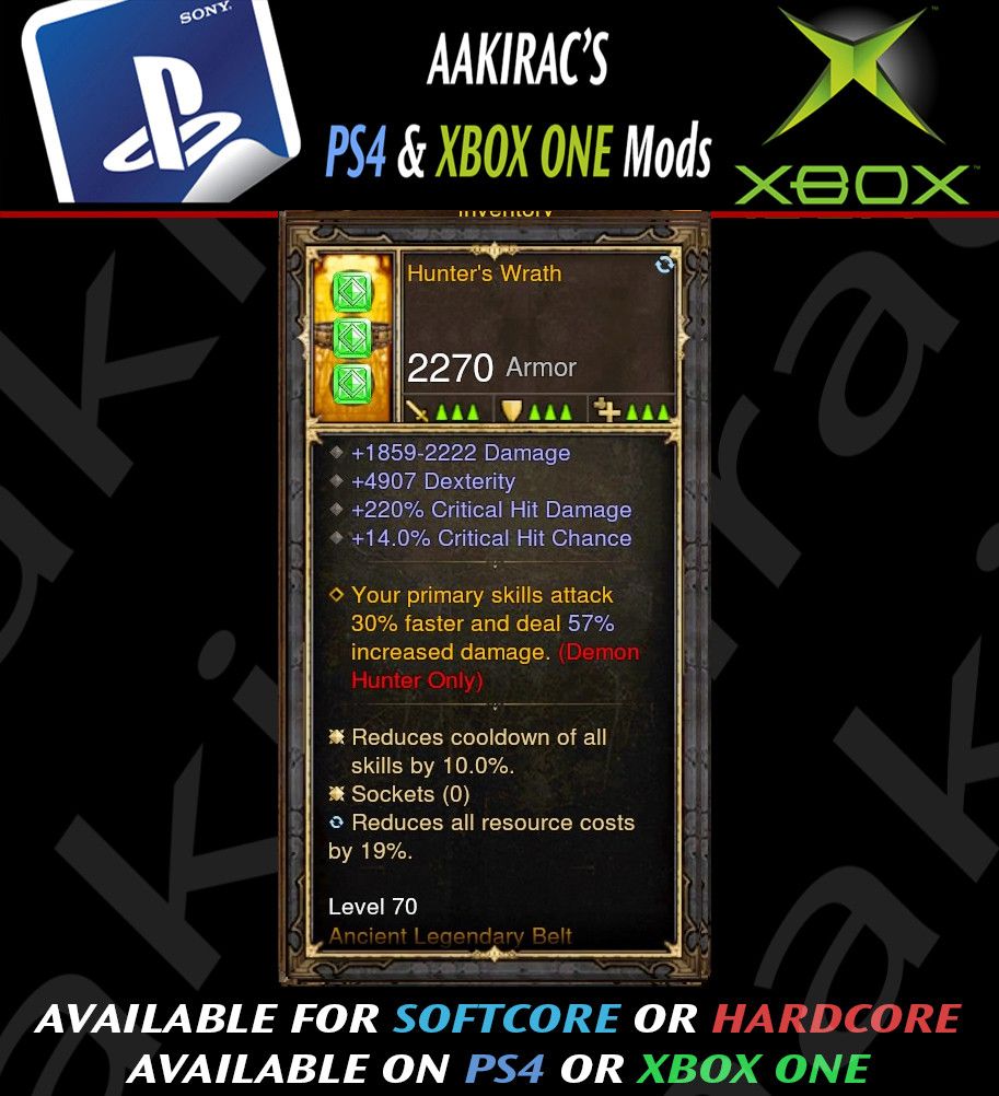 Hunter's Wrath Demon Hunter Modded Belt-Diablo 3 Mods - Playstation 4, Xbox One, Nintendo Switch