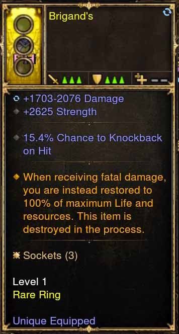 Level 1 Diablo 3 Immortal Modded Ring 2.6 STR, 15% Knock Back (Unsocketed) Brigands - Diablo 3 Mods Store - Seasonal and non-seasonal - Modded Items and Gear for PlayStation 4, PlayStation 5, Nintendo Switch, and Xbox One