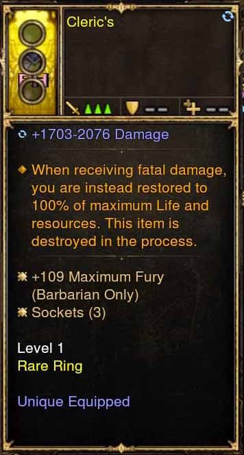 Level 1 Diablo 3 Immortal Modded Ring +109 Maximum Fury (Unsocketed) Clerics Diablo 3 Mods ROS Seasonal and Non Seasonal Save Mod - Modded Items and Gear - Hacks - Cheats - Trainers for Playstation 4 - Playstation 5 - Nintendo Switch - Xbox One