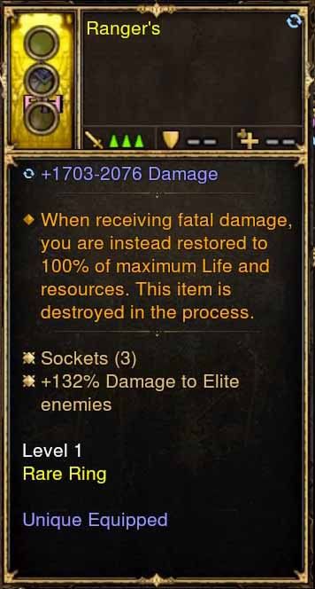 Level 1 Diablo 3 Immortal Modded Ring +132% Elite Damage (Unsocketed) Rangers - Diablo 3 Mods Store - Seasonal and non-seasonal - Modded Items and Gear for PlayStation 4, PlayStation 5, Nintendo Switch, and Xbox One