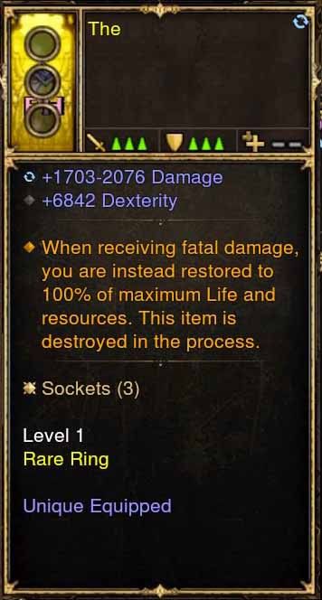 Level 1 Diablo 3 Immortal Modded Ring 6.8 DEX (Unsocketed) The - Diablo 3 Mods Store - Seasonal and non-seasonal - Modded Items and Gear for PlayStation 4, PlayStation 5, Nintendo Switch, and Xbox One