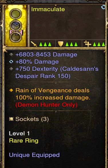 Rain of Vengeance 100% Increased Damage Demon Hunter Modded Ring (Unsocketed) Immaculate Diablo 3 Mods ROS Seasonal and Non Seasonal Save Mod - Modded Items and Gear - Hacks - Cheats - Trainers for Playstation 4 - Playstation 5 - Nintendo Switch - Xbox One
