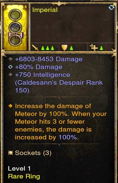 Increase Meteor Damage by 100% Wizard Modded Ring (Unsocketed) Imperial Diablo 3 Mods ROS Seasonal and Non Seasonal Save Mod - Modded Items and Gear - Hacks - Cheats - Trainers for Playstation 4 - Playstation 5 - Nintendo Switch - Xbox One