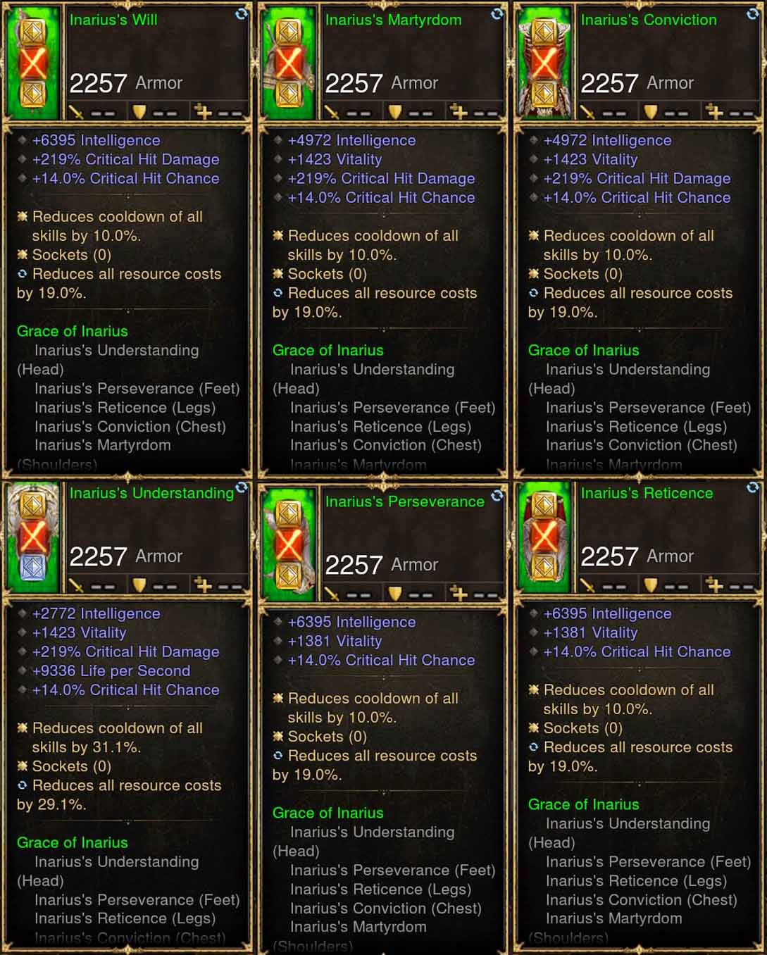 6x Piece Inarius Necromancer Set Diablo 3 Mods ROS Seasonal and Non Seasonal Save Mod - Modded Items and Gear - Hacks - Cheats - Trainers for Playstation 4 - Playstation 5 - Nintendo Switch - Xbox One