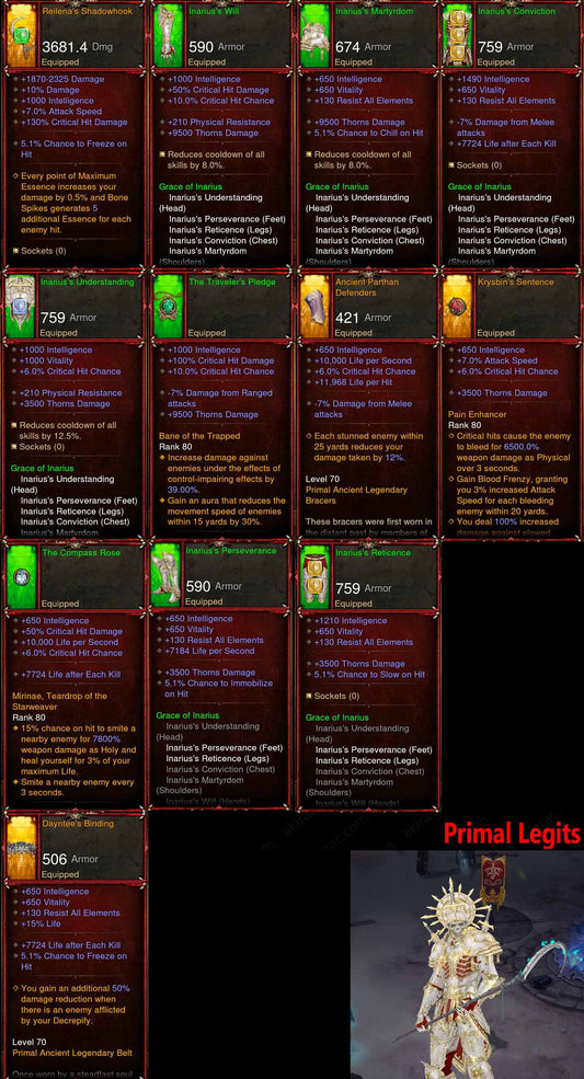 [Primal Ancient] + Damage BOOSTED Fake Legit Inarius "BoneStorm" Necromancer Set Diablo 3 Mods ROS Seasonal and Non Seasonal Save Mod - Modded Items and Gear - Hacks - Cheats - Trainers for Playstation 4 - Playstation 5 - Nintendo Switch - Xbox One