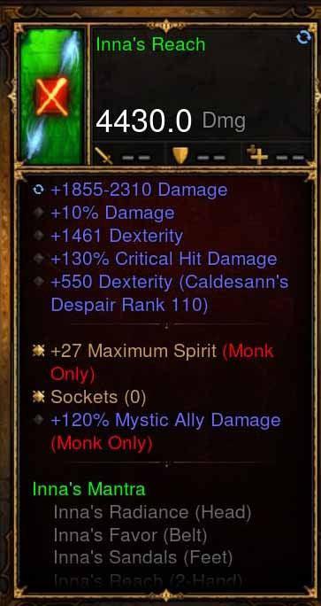 Fake Legit Innas Set Staff 4430 10%, 120% Mystic Ally + 27 Max Spirit Diablo 3 Mods ROS Seasonal and Non Seasonal Save Mod - Modded Items and Gear - Hacks - Cheats - Trainers for Playstation 4 - Playstation 5 - Nintendo Switch - Xbox One