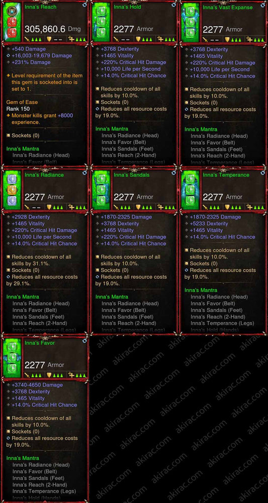 [Primal Ancient] 7x Innas Monk Set Diablo 3 Mods ROS Seasonal and Non Seasonal Save Mod - Modded Items and Gear - Hacks - Cheats - Trainers for Playstation 4 - Playstation 5 - Nintendo Switch - Xbox One
